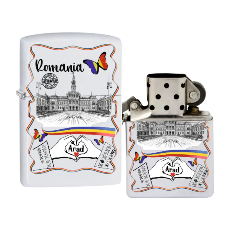 Arad romania, bricheta metalica personalizata cu mesaj